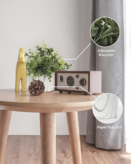 Hollyone Faux Plants Indoor Artificial Mini Potted Plants Plastic Green Plant Small Fake Plants Eucalyptus Decor in Pots for Home Table Room Bathroom Decor