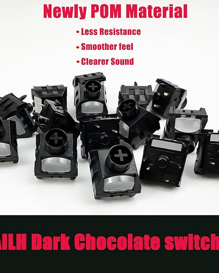 Kailh Box Dark Chocolate Pre lubed Switches for Mechanical Keyboard,5 pin Linear/55gf/Water&Dustproof/RGB/POM Material Switches(Dark Chocolate,10p)