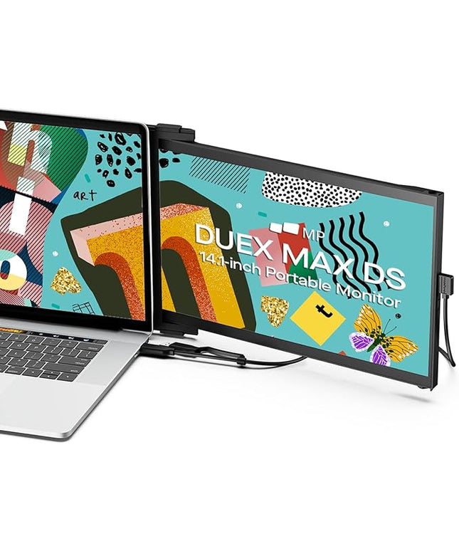 New Mobile Pixels Duex Max DS 14.1'' FHD Portable Monitor, USB Type-C/HDMI Plug and Play 1080p Laptop Monitor Extender, Portable Screen for 14'' to 17 '' Laptops, Mac/Windows/Android/Switch Compatible