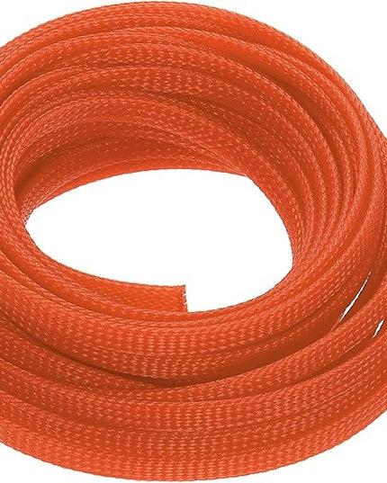 uxcell PET Expandable Sleeving 25ft 1/4" Orange Cable Management Sleeve Cord Organizer for Wrap Protect Cable