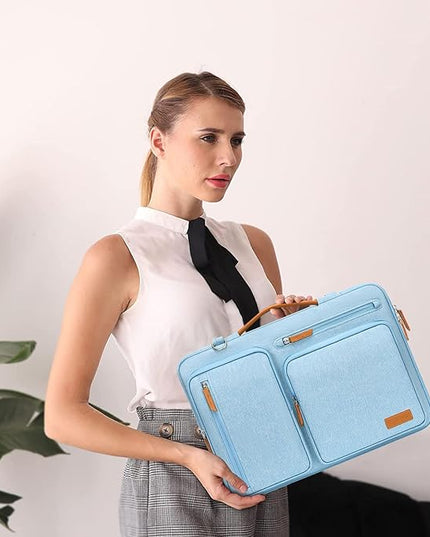 MOSISO 360 Protective Laptop Shoulder Bag,13-13.3 inch Computer Bag Compatible with MacBook, HP, Dell, Lenovo, Asus Notebook,Side Open Messenger Bag with 4 Zipper Pockets&Handle, Air Blue