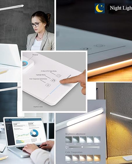 TECHNOVA LED Desk Lamp with 5 Color Temperatures | Sliding Stepless Dimming & One-Touch Timer | Foldable & Portable Design for Office/Study/Nail Art | USB Charging & Four-Axis Rotation for Small Desks