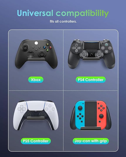 4 Pack Foldable Controller Wall Mount Holder, Xbox Controller Stand , Compatible with Xbox Switch, Adhesive/Screw,Remote Accessories, Keyboard Holder,Wall Mount Storage, Headphone & Headset Hanger