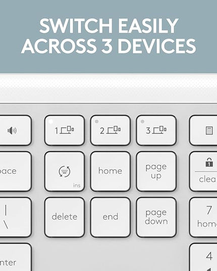 Logitech Signature Slim K950 Wireless Keyboard, Sleek Design, Switch Typing Between Devices, Quiet Typing, Bluetooth, Multi-OS, Windows, Mac, Chrome - Off-White