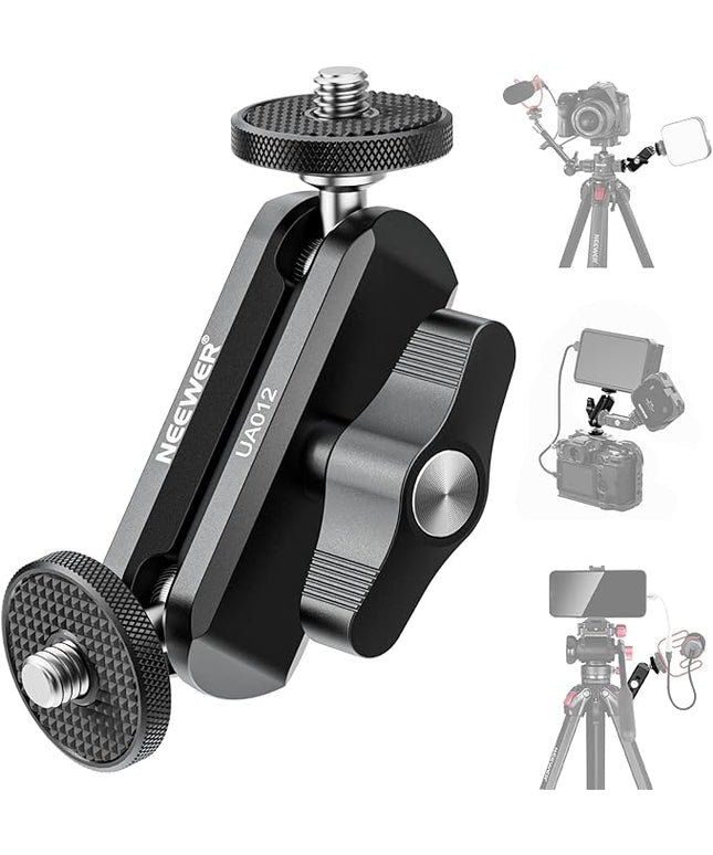 NEEWER Flexible Articulating Magic Arm with Dual Ball Heads, CNC Machined Aluminum Alloy with 1/4" Screws&Holes for Camera Monitor, LED Light, Microphone, Tripod, Compatible with SmallRig Cage, UA012