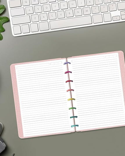 Junior Size Lined Refill Paper - A5 Note-Taking System 8 Disc Discbound Refill Pages, 100Sheets / 200Pages Loose-Leaf Paper, 100gsm, White, 5.8" x 8.3"