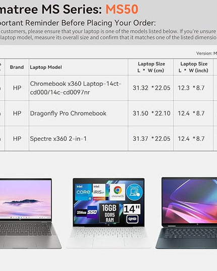 Smatree MS50 Hard EVA Protective Sleeve Case with Stand Compatible for 14 inch HP Chromebook x360 Laptop-14ct-cd000/14c-cd0097nr, for HP Spectre x360 2-in-1/Dragonfly Pro Chromebook