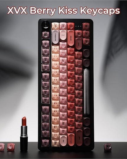 OHY PBT Keycaps, XVX Berry Kiss Theme Red Jelly HOA Profile Key Cap, 132-Key Cute Custom Keycaps (for Mechanical Keyboards with Cherry/Gateron MX Switches)-Lipstick