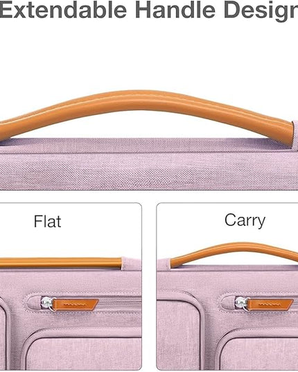MOSISO 360 Protective Laptop Case 13.3 inch, 13-13.3 inch Laptop Sleeve Compatible with MacBook Air/Pro 13 / Pro 14,HP Dell Acer ASUS,Side Open Carrying Case with 4 Zipper Pockets&Handle, Pastel Pink