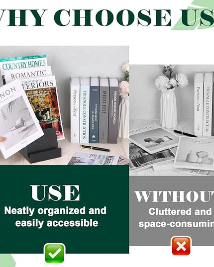 2 Pack 4 Tier Wood Brochure Holder Stand 6 x 9 inch Black Literature Holder Flyer holder for 5.5 x 8.5 inch 5 x 7 inch Booklets Pamphlets Menus Magazines Multi Purpose Organizer