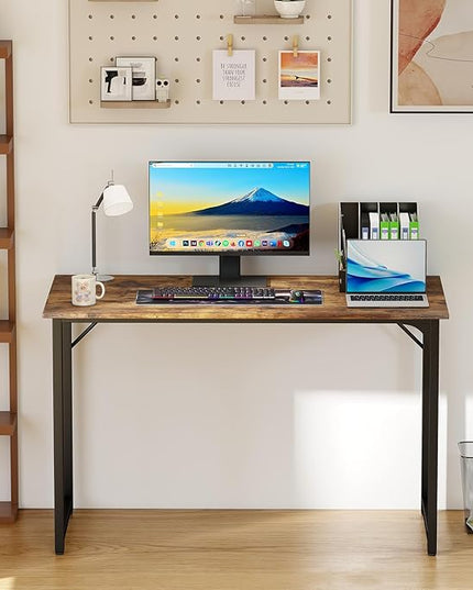 PayLessHere | 47 Inch Computer Desk | Vintage | Office Desk with Metal Frame, Adjustable Feet | Water-Resistant, Scratchproof Surface | Sturdy Writing Table for Home Office or Study | Pack of 1