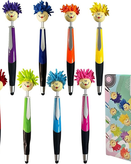 Pens,ballpoint pen,8pcs Mop Head Ballpoint Pens, Funny Mophea Topper Pen with Plush Hair Writing Click Pen Portable Cute Cartoon Multi-function Signing Pens Decor Gift for Office Home Adultes