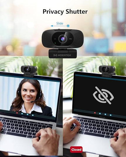 4K Webcam with Microphone, 1080P 60fps Webcam for PC, 8MP UHD 92° Wide Angle Len, Automatic Light Correction, USB Camera with Privacy Cover, External Computer Camera for Business Meeting/Video Call