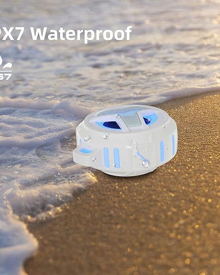 EBODA Bluetooth Shower Speaker, IPX7 Waterproof Portable Wireless Small Speakers, Floating, 2000mAh with Light for Home, Pool, Beach, Boat, Kayak Accessories, Gifts for Men, Women - White