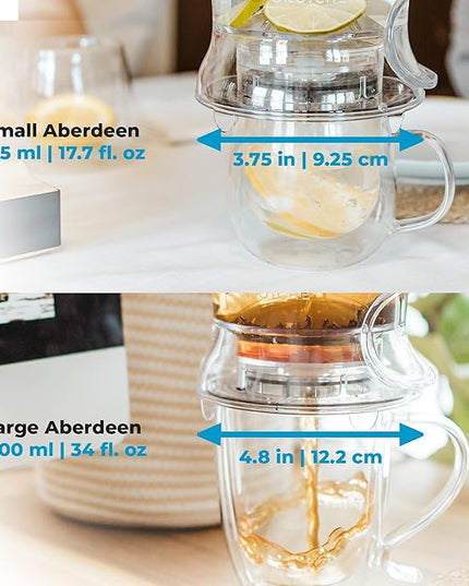 GROSCHE Aberdeen Tea Infuser Teapot & Smart Tea Maker - BPA-Free, Drip-Free Design | Coaster | Easy Brew | Easy Clean Steeper | Loose Leaf Brewing - Stylish Design | 17.7 oz - 525 ml - Black