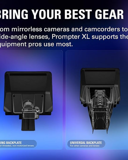 Elgato Prompter XL – Full-Sized Teleprompter with Removable Display, Video Conferencing Monitor, for DSLR Mirrorless & Studio Cameras, Single-Cable Setup – USB-C 3.2 for PC & Mac