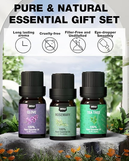 MISIJI Essential Oils Set Top 12 Aromatherapy-Essential Oils for Diffuser for Home,Air Freshening Diffuser Oils Scents for Aromatherapy,Laundry,Candle&Soap Making,Humidifiers 12 X 5ML