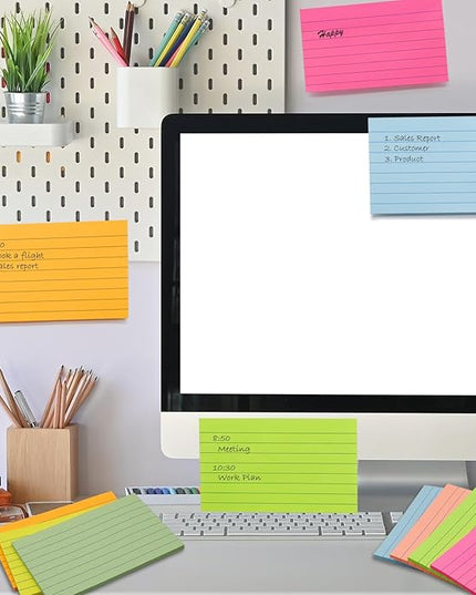 9 Pack Lined Sticky Notes 3x5 in Large Sticky Notes, 9 Bright Multi Colors Self Big Sticky Notes Pad Its, Strong Adhesive, Sticky Note Large for Notebook, Office, School and Home