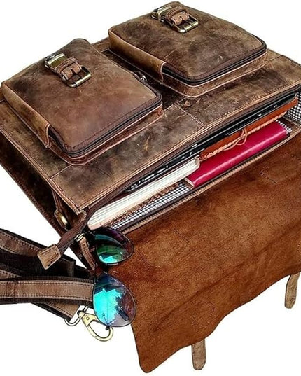cuero Retro Brown Laptop Messenger Bag Office Briefcase Crossbody Travel Bag For Men And Women Bag Office Laptop Bag