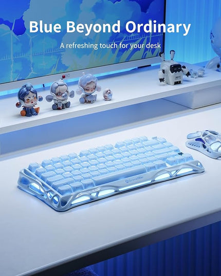 GravaStar Mercury K1 75% Blue Gaming Keyboard, Aluminum Alloy Mechanical Keyboard, Gasket Hot-Swap Socket, Linear Switches, RGB Backlit, Wireless Keyboard for Gaming, Office, and Gifts