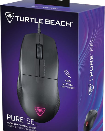 Turtle Beach Pure SEL Wired RGB Gaming Mouse, Ultra-Light 49g Ergonomic Design, 8000 DPI Optical Sensor, Mechanical Switches, Pretension System, Pure PTFE Glides, AIMO RGB Lighting – Black