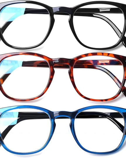 Henotin 3-Pack Blue Light Blocking Reading Glasses,Spring Hinge Computer Readers for Men Women,Anti UV Ray Filter Eyeglasses (3 Mixed Color, 1.75)