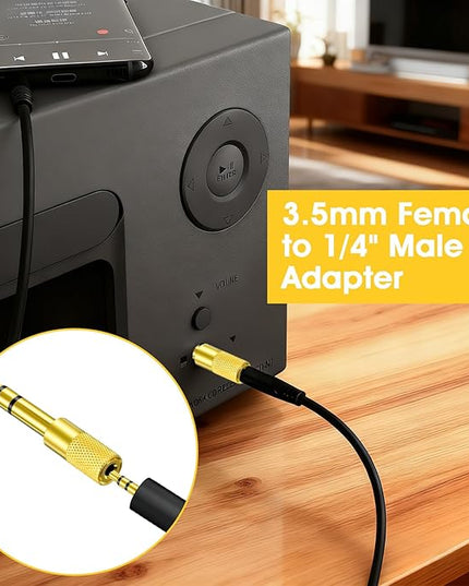 8 Pack 3.5mm to 1/4" Adapter, Headphone Jack Adapter, 1/8 inch Male to 1/4 inch Female and 1/4" to 3.5mm Audio Converter for Electric Guitar, Keyboard, Mixer, Amp, Amplifier, Bass, Headphone, Headset