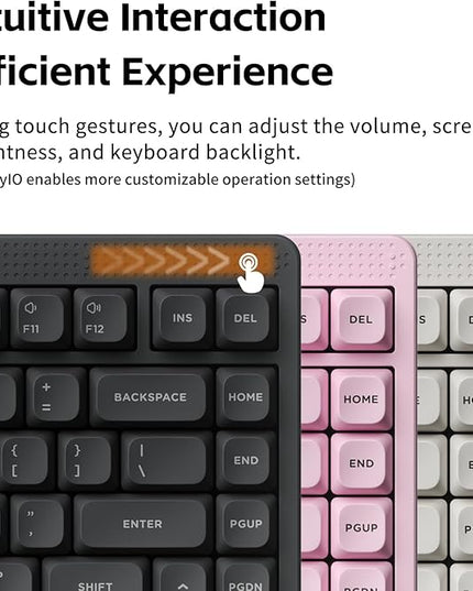 nuphy Node75 Wireless Mechanical Keyboard, 75% Hot Swappable Custom Keyboard, 82 Keys Computer Gaming Keyboards, Supports Touch Gestures, PBT Keycaps, RGB Backlit, Bluetooth/2.4GHz/USB-C