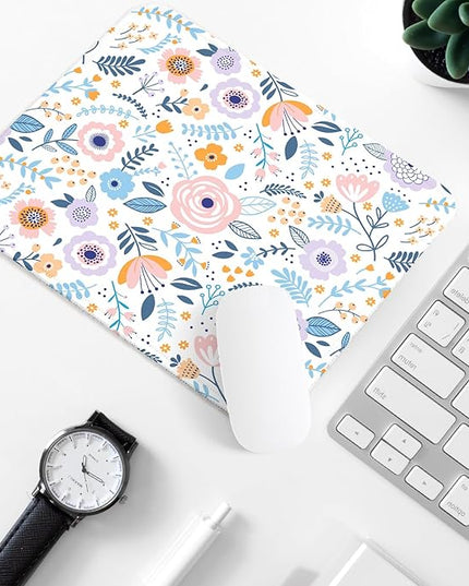 Flower Square Mouse Pad,Non-Slip Rubber Base Mouse Pad,Home Office Decoration Desktop Accessory,Laptop Mouse Pad for Office Laptops,9.4x7.8x0.12inch 3