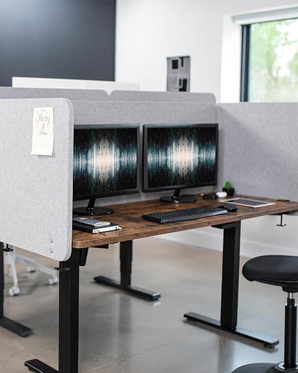VIVO Clamp-on Privacy Panels 60 x 24 inch (x1), 24 x 24 inch (x2), Sound Absorbing Cubicle Desk Dividers, 3 Acoustic Partitions, Gray, PP-3-V108G