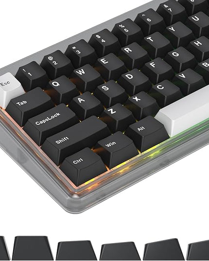 WOB Cherry Profile Black White PBT Keycaps, 168 Key Custom Keycap, Minimalist Key caps Set for Cherry MX Switches Mechanical Keyboard (WOB Black & White)