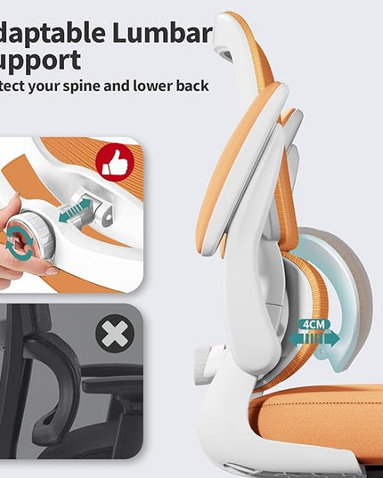 TRALT Office Chair - Ergonomic Desk Chair with Adjustable Lumbar Support, Mesh Computer Chair, Executive Chairs for Home Office Comfortable Lumbar Support (Orange)