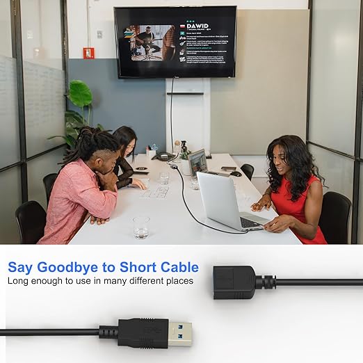 2 Pack 5ft USB 3.0 Extension Cable, USB Male to Female Extension Cord, 5Gbps Data Transfer Charging Extension USB Cable for Keyboard, Mouse, Xbox, Flash Drive, Printer, Game Console, and More