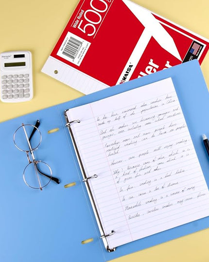 Kaisa Notebook Paper - 24 Pack, 8x10.5, Wide Ruled, 3-Ring Binder, 125 Sheets/Pack, 3-Hole Punch