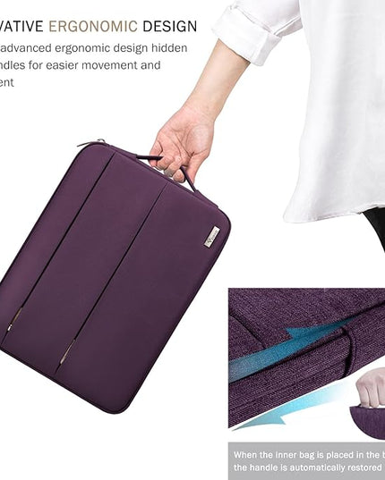 Voova 13 13.6 Inch Laptop Sleeve Case Compatible with MacBook Air 13 M1/M2/M3/M4 2020-2025, MacBook Pro 13/14, IPad Air/Pro 13, Waterproof Slim Computer Bag Cover with Handle, Dark Purple