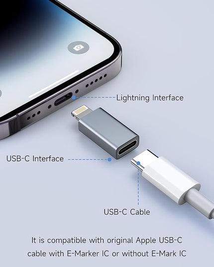 MFi Certified USB C to Lightning Adapter 4-Pack, 27W Fast Charging & Data Sync, Lightning to USB Type C Cable Adapter Compatible with iPhone 14/13/12/Pro/Max, iPad, AirPods, with Anti-Loss Lanyard