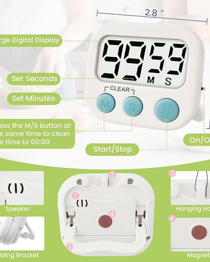 24 Pcs Digital Timer for Kids, Magnetic Countdown Kitchen Timer, Upgrade Loud Alarm Timers for Cooking, Kitchen, Exercise, Work, Study, Classroom, Outdoor Activities, Battery not Including