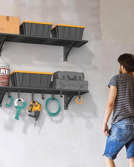 2-Pack 1x4ft Heavy Duty Garage Shelving, 1' x 4' Garage Wall Shelving Wall Mounted (2pack-1x4ft)