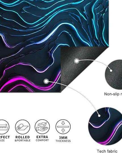 Large Mouse Pad Gaming Mousepad 31.5 x 11.8 Inch Keyboard Desktop Mat Diatomite XL Mouse Pad for Home and Office Desk Accessories with Neon Abstract Wave Pattern Artwork Diatomite