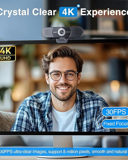 EMEET C980 PRO 3-in-1 4K Webcam with Microphone and Speaker, 60°-98° Wide Angle Webcam w/ 4 Noise Cancel Mics, 2 Speakers, Fixed Focus, Magnetic Privacy Cover, Great for Group and Personal Video Calls