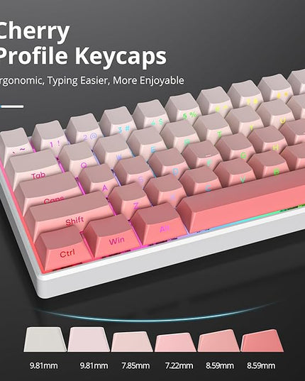 Cherry Profile Side Printed PBT Keycaps, 135 Key Minimalist Double Shot Shine Through Custom Keycap, Gradient Key Cap for Cherry MX Switches Mechanical Keyboard (Pink/Side Print)