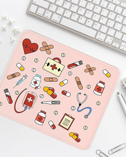 Nurse Square Mouse Pad,Non-Slip Rubber Base Mouse Pad,Home Office Decoration Desktop Accessory,Laptop Mouse Pad for Office Laptops,9.4x7.8x0.12inch.