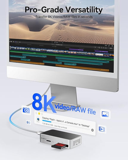 ORICO CFexpress Type B Card Reader 1500MB/s for 8k Video with CFexpress Type A and SD/TF4.0 Card Adapter 4-in-1 Simultaneous Reading Compatible with Sony/Canon/Nikon/Fuji (M4DK)