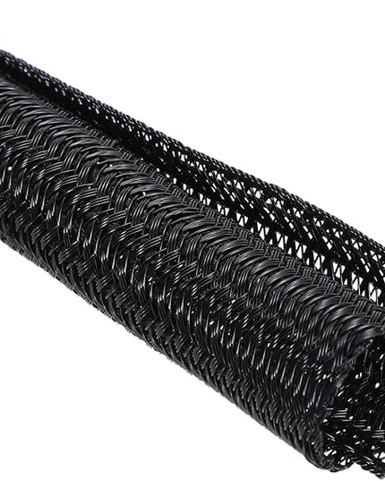 MECCANIXITY 1/2 Inch ID Split Loom Tubing 10ft Polyester Cord Protector Wire Cable Sleeve for USB Cable Power Cord, Black