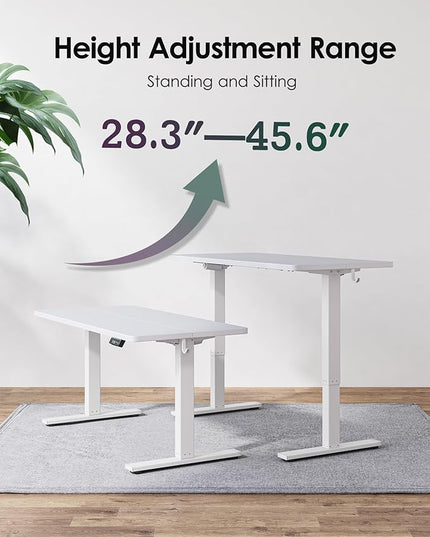 TIQLAB Height Adjustable Electric Standing Desk, 40 x 24 inch, Sit Stand Up Desk, Splice Board, Computer Home Office Desk, White Top