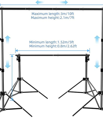Backdrop Stand 10x7ft(WxH) Photo Studio Background Stand Support System Backdrop Support Kit, for Photography, Advertising Display, Parties Decoration