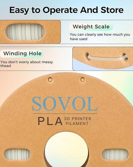 Sovol 3D Printer Glow in The Dark Filament Gradient Multicolor Fast Change PLA 1kg (2.2 lbs) Spool 3D Printing Materials, Dimensional Accuracy +/- 0.03 mm, 1.75 mm, Glow Multicolored