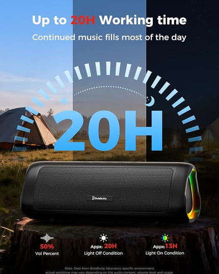 Bluetooth Speaker with HD Sound, Portable Wireless, IPX5 Waterproof, Up to 20H Playtime, TWS Pairing, BT5.3, for Home/Party/Outdoor/Beach, Electronic Gadgets, Birthday Gift (Black)