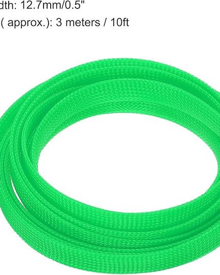 uxcell PET Expandable Sleeving 10ft 1/2" Green Cable Management Sleeve Cord Organizer for Wrap Protect Cable