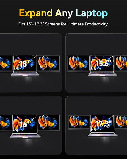 Larksmile Triple Laptop Screen Extender, One Cable Setup 15.3" Portable Monitor for Laptop, 16:10 FHD 1200P Triple Monitor, 100% sRGB Ultra Light External Display for Mac Windows Business Travel